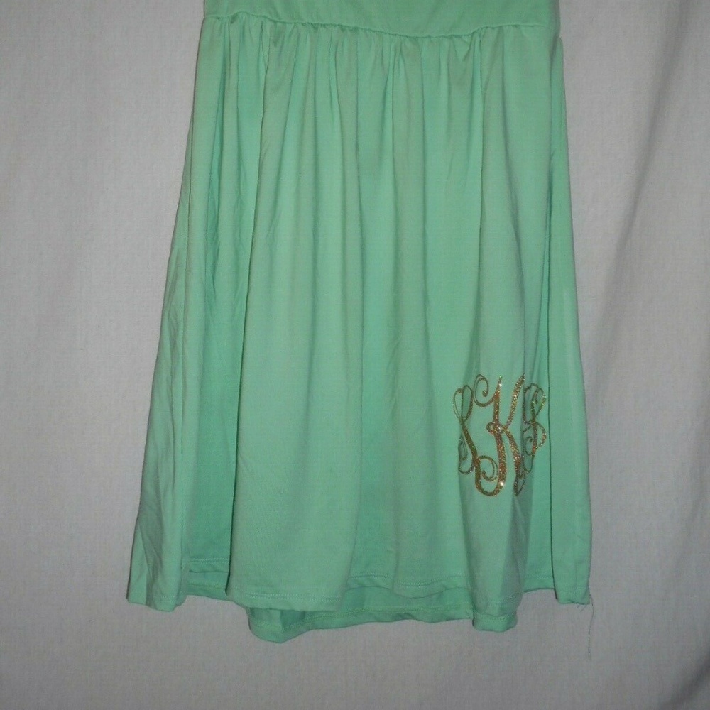 Green swinsuit cover up - gold sparkly monogram - Picture 2 of 5